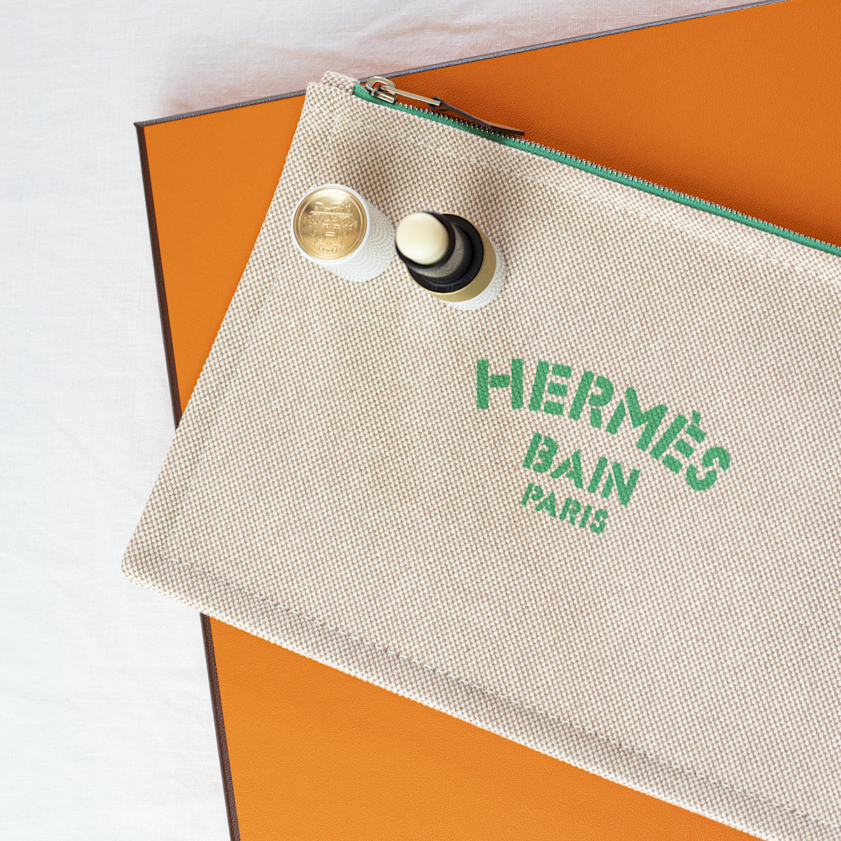 美品 HERMES BAIN TROUSSE FLAT GM エルメス トゥルースフラット GM