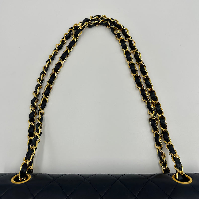 Timeless medium agneau navy et or