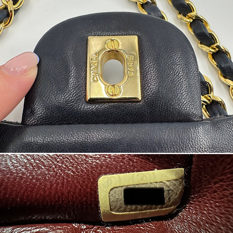 Timeless medium agneau navy et or