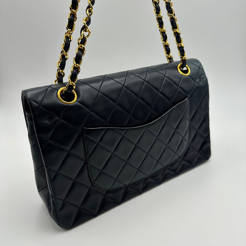 Timeless medium agneau navy et or