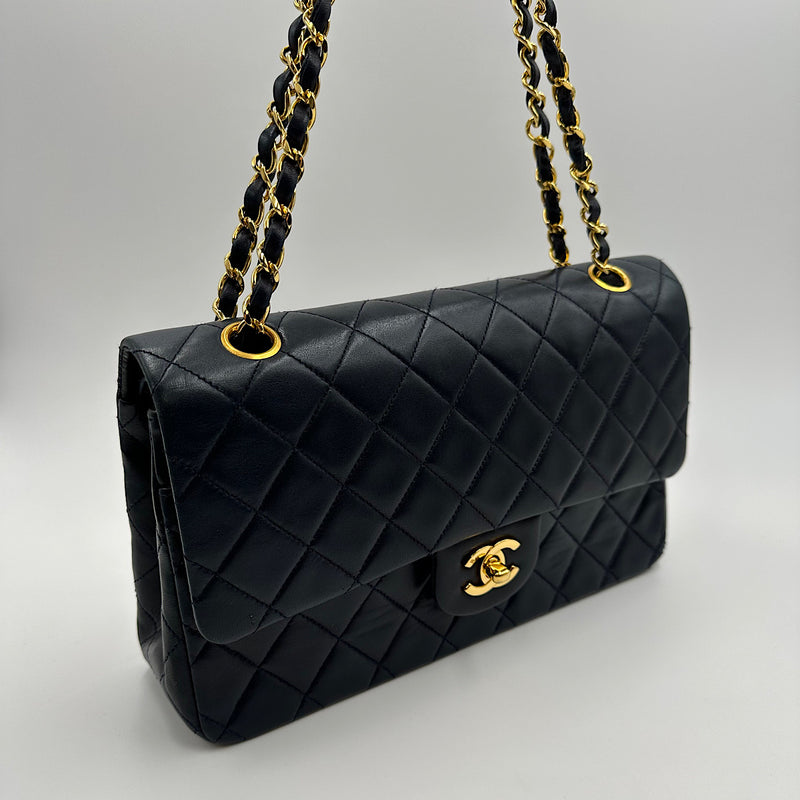 Timeless medium agneau navy et or