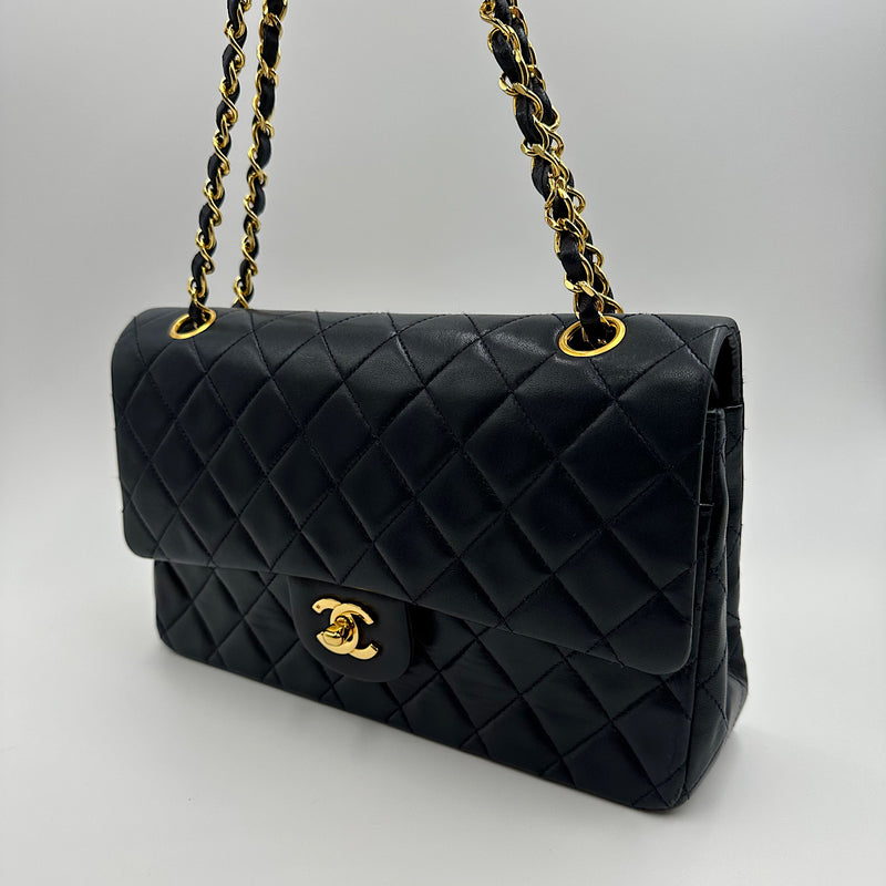 Timeless medium agneau navy et or