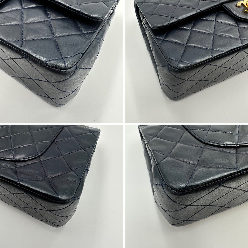 Timeless medium agneau navy et or