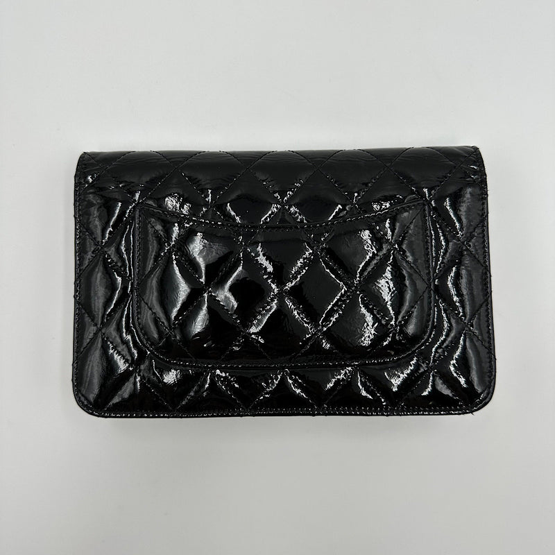 Wallet on chain 2.55 cuir verni noir