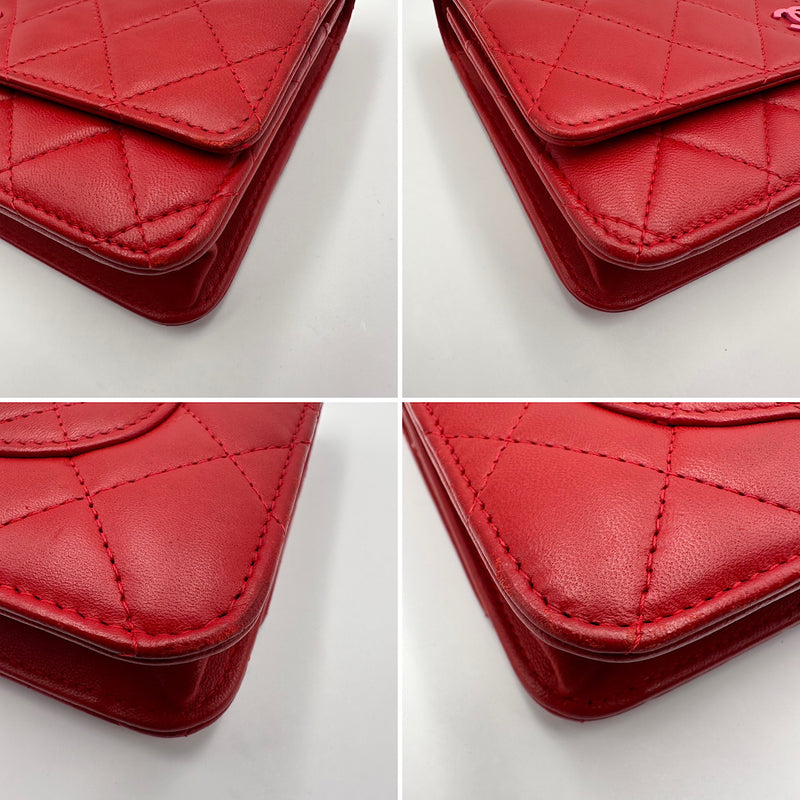 Wallet on chain classique agneau rouge