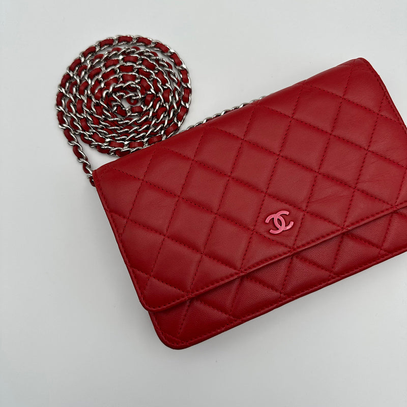 Wallet on chain classique agneau rouge