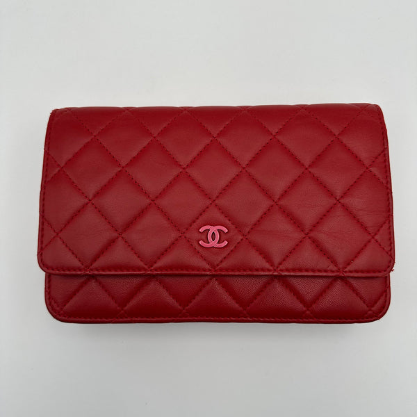 Wallet on chain classique agneau rouge