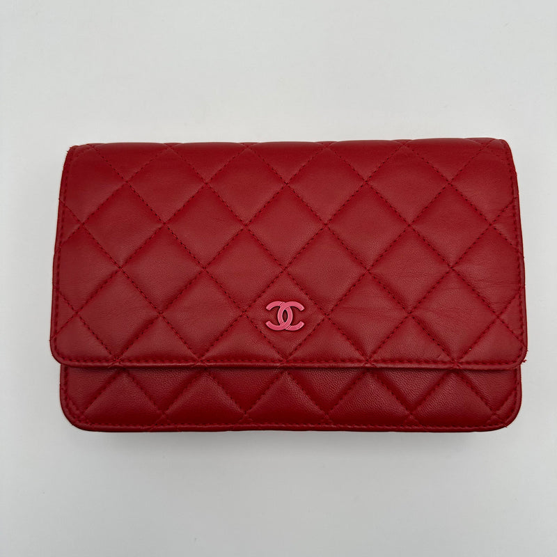 Wallet on chain classique agneau rouge