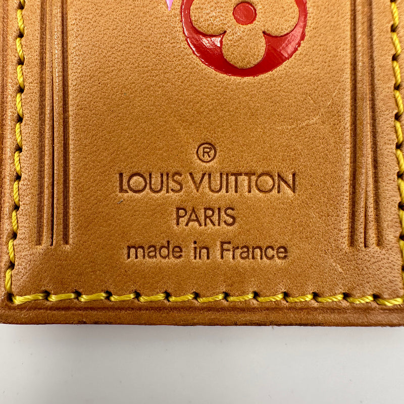 Porte-adresse cuir de vachette rose & rouge