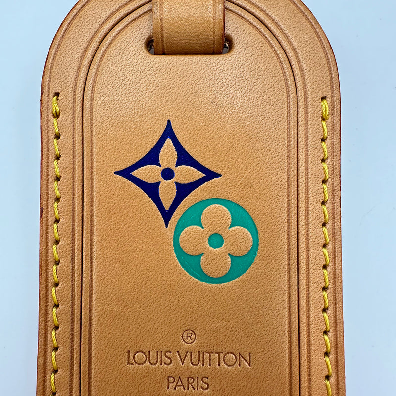 Porte-adresse cuir de vachette vert & bleu