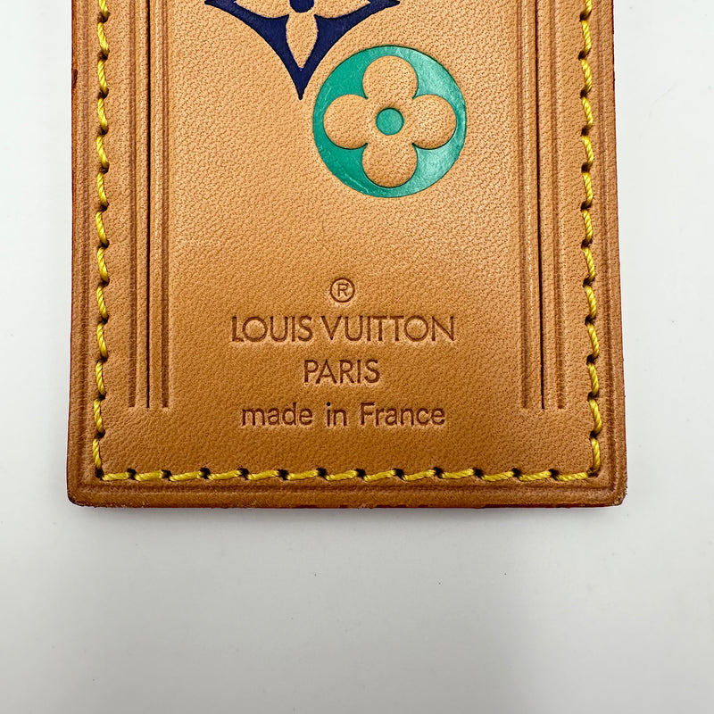Porte-adresse cuir de vachette vert & bleu