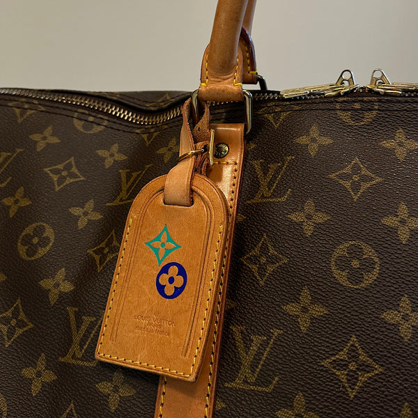 Porte-adresse fleurs Monogram bleu & vert