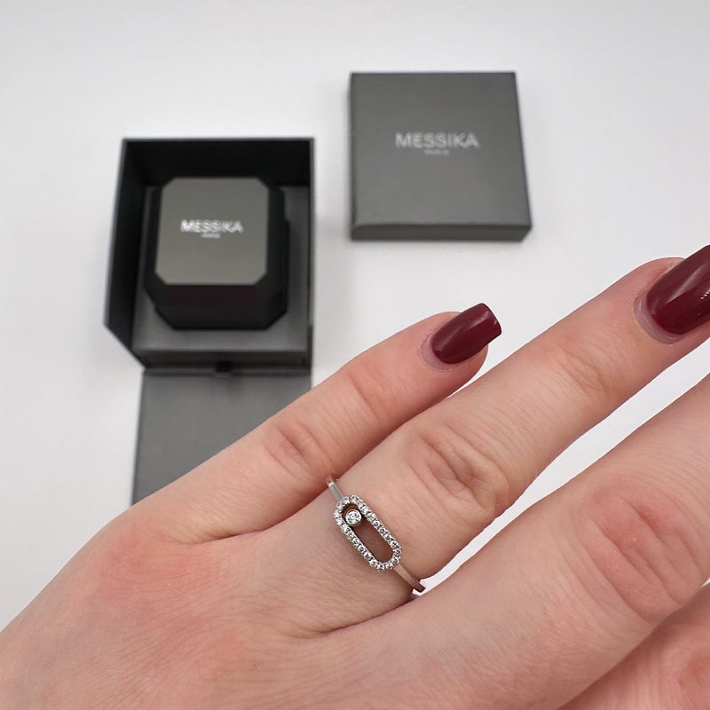 Bague Move Uno or gris & diamants T52