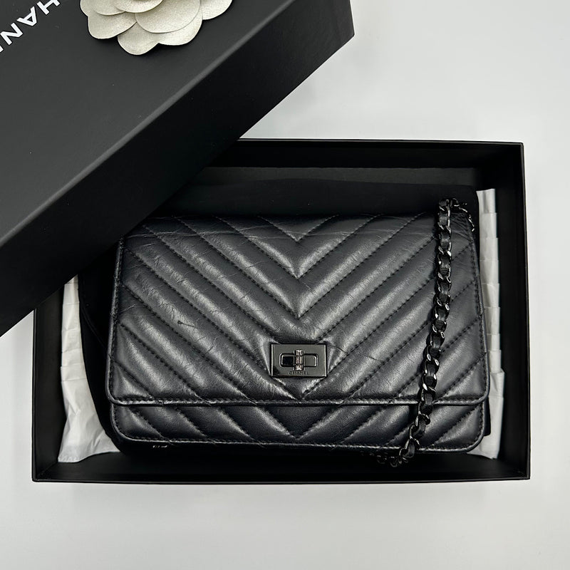 Wallet on chain Chanel 2.55 veau vieilli noir  Dressing des Alpilles – Le  Dressing des Alpilles